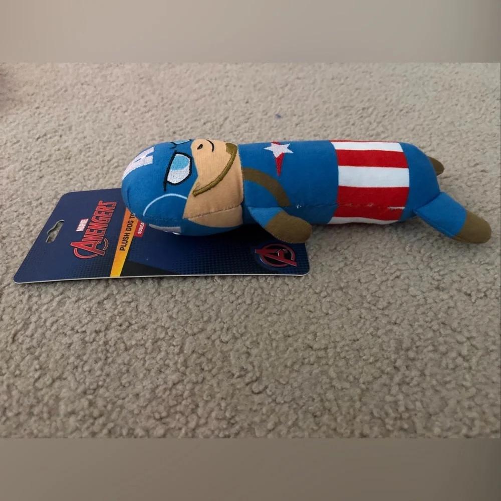 New Marvel Captain America Plush Dog Clinker & Squeaker Dog Toy approx 8״